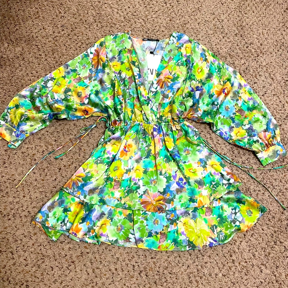 Floral print dress XS Zara
